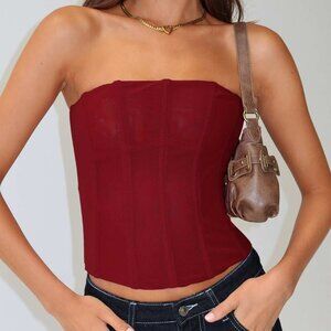 Princess Polly - Oscuro Longline Mesh Corset Top Berry